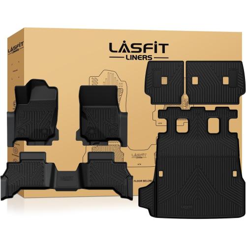 LASFIT Floor Mats for Toyota 4Runner 2025 2026 5 Seats(Not fit Hybrid) with Trunk mat&backrest mat, All Weather TPE Custom Fit Floor Liner for 4 Runner SR5/TRD/Limited 6th gen Front&Rear Car Mats