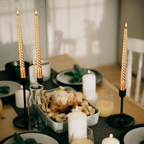 10 Inch Taper Candle, Set of 9,Tapered Candles Burn for 7 Hours, Long Sticks,Tall Candlesticks, Dinner Party, Wedding, Halloween (25cm, Gold)