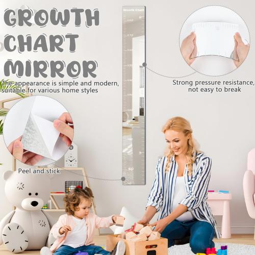 Growth Chart Mirror, Growth Chart Mirror for Wall, Mirror Growth Chart for Wall, Children's Growth Chart Mirror, Puzzle Mirror Growth Chart, Foldable Height Measuring Mirror, Bedroom Wall Decor