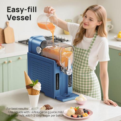Slushy Machine No Ice Needed, CHIVALZ Slushie Machine for Home, Frozen Drink Maker with 6 Preset Programs for Margaritas, Frappés, Milk Shake and More, LED Display, Self-Cleaning, AD03, Blue