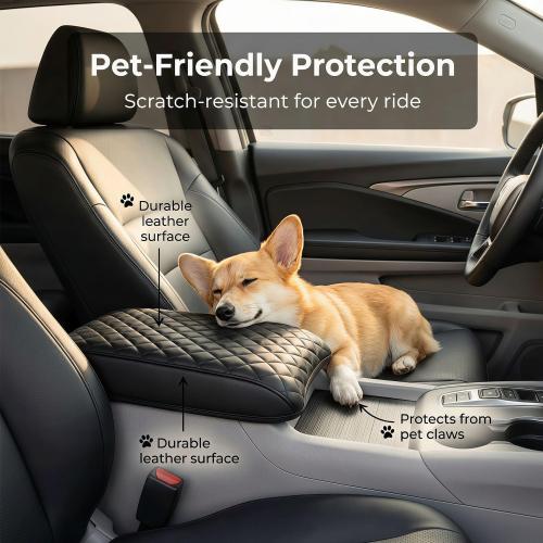 Center Console Cover for 2023 2024 2025 Honda Pilot, 2024 2025 Honda Ridgeline, 2024 2025 2026 Honda Passport Customized Armrest Cover Leather Interior Accessories