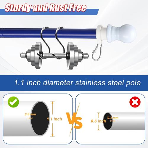 Truck Flag Pole with Mount for Truck Bed, 5ft Black Metal Flagpole, Heavy Duty Flag Pole Kit with Holder, Drilling Free for Truck Bed Rail, Pickup, Jeep, Deck Railing, Balcony, Boat, Fence Post