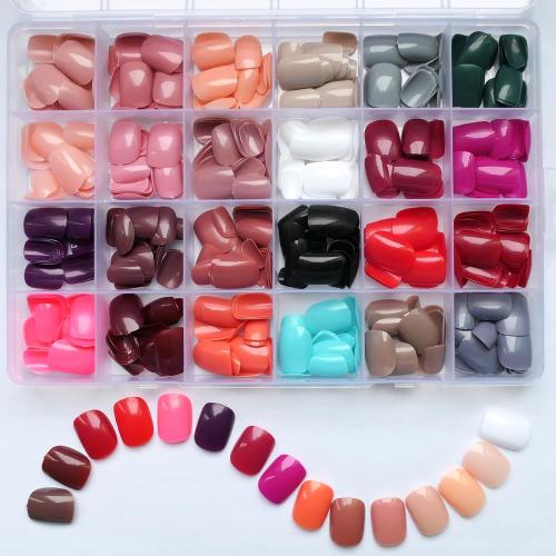 LoveOurHome 576pc Round Square Press on Nails Short Fake Nails, XS Short Press on Nails Squoval Acrylic Nails Tips Full Cover, Gel Artificial Fingernail False Presson 24 Colors for Kids Girls Women