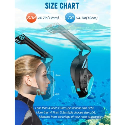 Zenoplige Full Face Snorkel Mask Adults,Dry-Top Snorkeling Gear with Camera Mount,Foldable 180-Degree Panoramic Scuba Mask for Snorkeling Diving Swimming Travel,Snorkel Mask Anti-Fog & Anti-Leak