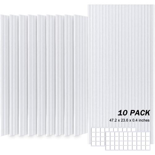 10 Pack Large Acoustic Panels, 48X24X0.4 Sound Proof Foam Panels for Walls, Sound Dampening Panels, Sound proof panels for walls, Soundproof Wall Panels for Home Studio&Office Decor.(White)