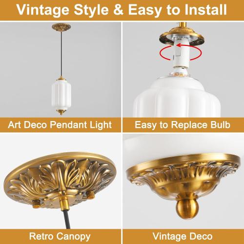 Milk Glass Light Fixture 5.5in Small Pendant Light Bulb Included
