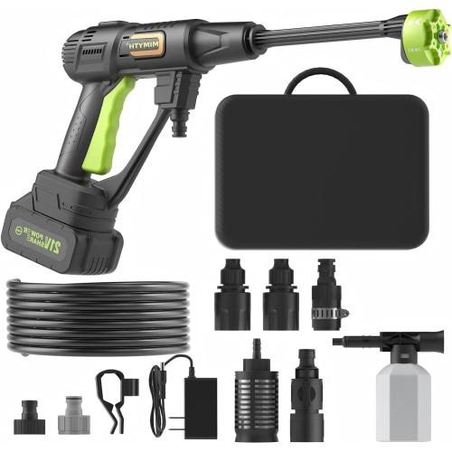 Cordless Pressure Washer Battery Powered; 990PSI Cordless Power Washer with 6-in-1 Nozzle, 23FT High-Elastic Hose, 21V Battery&Charger; Portable Handheld Pressure Washer Cleaner for Home, Car, Garden