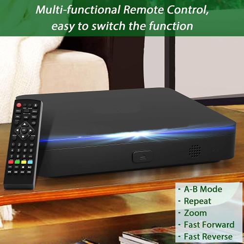 Didar Blu Ray DVD Player, Ultra Mini 1080P Blue Ray Disc Player Home Theater Play All DVDs and Region A 1 Blu-Rays, Support Max 128G USB Flash Drive   HDMI/AV Output   Built-in PAL/NTSC with Cables