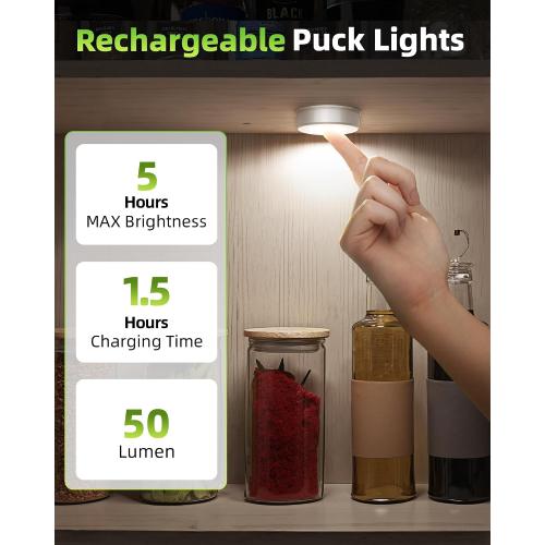 EZVALO LED Puck Lights, Rechargeable Battery Touch Light, 2.5'' Mini Tap Lights, Wireless Closet Light, Under Cabinet Lighting, 3 Color Temps, Sitck On Lights for Kitchen,Closet,Pantry,Shelves(2 Pack)