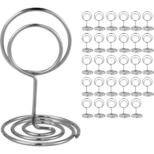 30PCS Table Number Holders Place Card Holder - Photo Holders for Tables, Cards Stand Name Menu Clips, Table Sign Holders for Wedding Anniversary Birthday Party, Silver