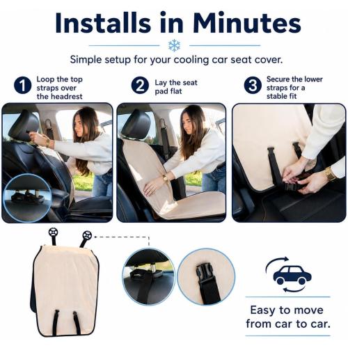 Cooling Car Seat Cover – Ventilated Car Seat Cooler with 10 Turbo Fans & Wired Remote, 3-Speed Cooling Seat Cushion, Universal Fit Car SUV Truck, Breathable 3D Mesh Leather