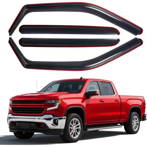 in-Channel Window Visors Rain Guards for Chevy Silverado/GMC Sierra 1500 2019-2025 Crew Cab, Window Deflectors Vent Visors for 2019-2025 Silverado 1500 Crew Cab, 4 Full-Size Doors