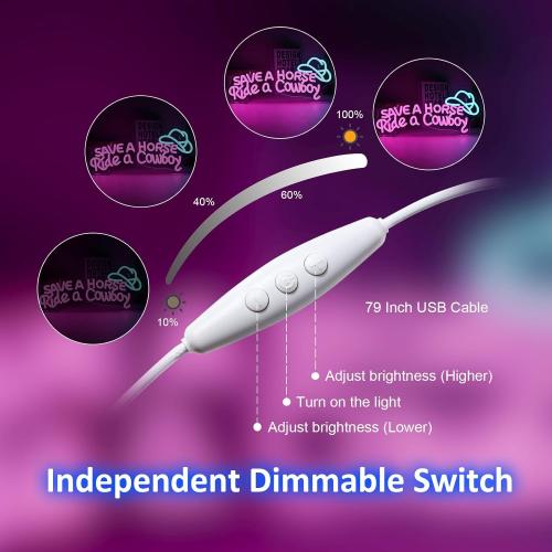 Save A Horse Ride A Cowboy Neon sign Led Signs for Wall Decor with Adjustable Brightness, USB Powered, Ideal for Bedroom, Home Bar, Club, Hotel, and Party Decor