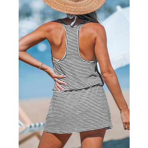 MEDIUM CUPSHE Women Swimsuit Coverup Racerback Sleeveless Beach Cover Ups Dress with Side Pockets
