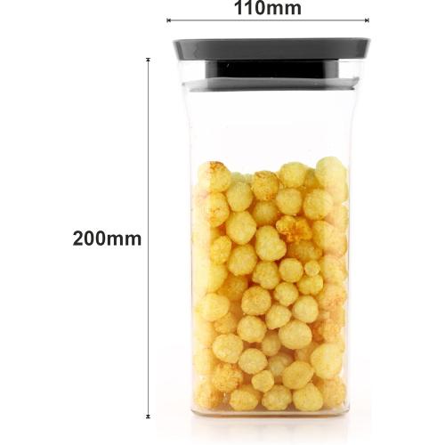 Set of 10  Unbreakable Air Tight Kitchen Storage Container for Rice | Dal | Atta, BPA-free, Flour | Cereals | Snacks | Stackable | Modular, 1100 Ml Set 10 (Black)