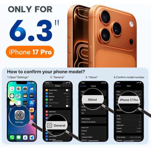 Miracase Magnetic for iPhone 17 Pro Case, Compatible with MagSafe, Integrated Silicone Camera Control Cover, 3.0mm Thicken Shockproof Drop Protection Phone Case for 17 Pro,Orange