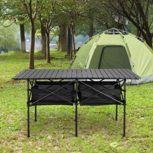Sanny LargeOutdoor Folding Picnic Camping Table,55X 27.56Portable Aluminum Roll-up Table with Storage Carry Bag for RV Travel,Indoor,Outdoor,Camping, Beach,Backyard,BBQ,Party,Patio,Picnic