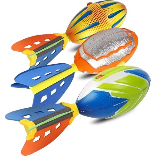Liberty Imports 3 Pack Whistling Foam Footballs with Tail – Pocket Missile Rocket Football Toy Set for Kids – Aero Howling Sports Flyers for Outdoor Games, Backyard Play, Beach