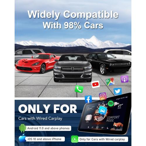 Wireless Carplay Adapter for iPhone Ai Box with Netflix/YouTube Supports TF/Card Dongle Plug and Play Easy Setup Carplay & Android Auto Video Entertainment for iOS 10  and Cars After 2015 Car