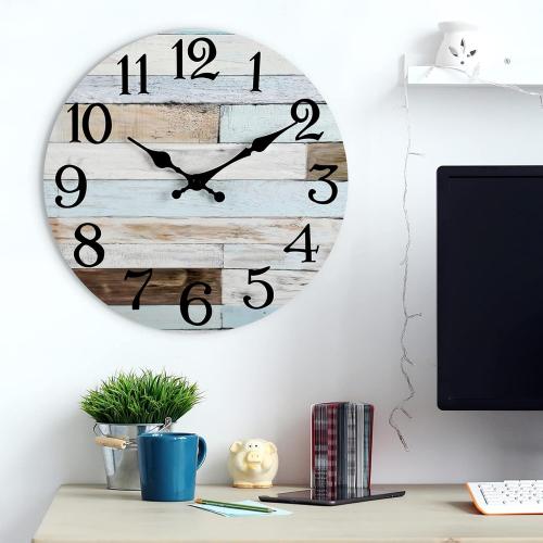 Wall Clock Battery Operated 16 Inch Silent Non-Ticking Coastal Country Style Decorative for Living Room, Kitchen, Home,Bathroom, Bedroom, Laundry Room