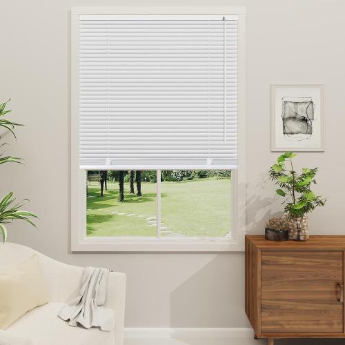 Cordless 1 Mini Blinds Suitable for 32.5 W x 64 H Windows Darkening Waterproof Aluminum Heat Resistant Horizontal Window Blinds & Shades Hidden Install for Bedroom,Kitchen,Bathroom