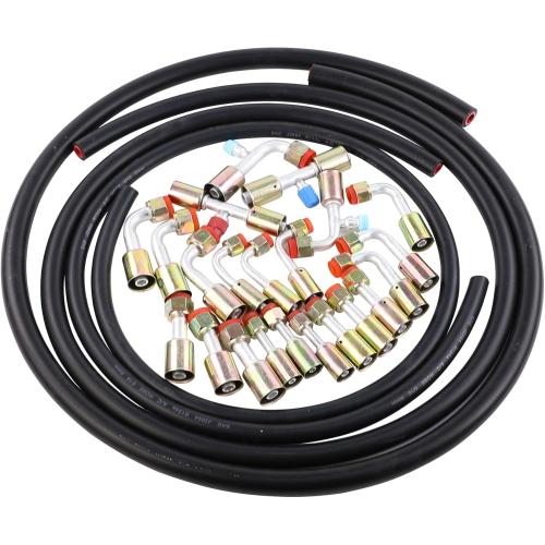 25PCS Air Conditioning Hose and Fitting Kit Includes 6.5ft #6#8#10 AC Hoses and #6#8#10 AC Fittings