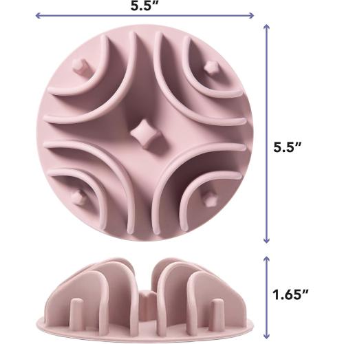 Awoo Great Vibes - Silicone Slow Feeder for Dog Bowls Over 5.5 Inches - Non-Slip, Wet and Dry Food-Compatible Pet Dish with Suction Cups - Extends Mealtime for Fast Eaters - Dishwasher Safe (Mauve)