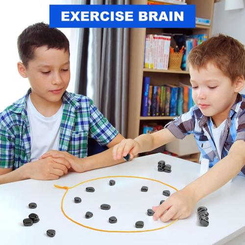 Magnetic Chess Set with 32 Travel-Stones, 3 String & Portable Storage Bag, Strategy Board Game for Family Game Night, Indoor Outdoor Use for Kids Adults