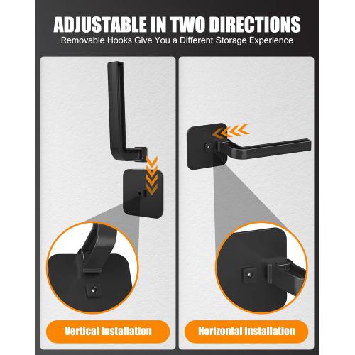 Hat Rack for Hat Storage (4-Pack), Multi-Purpose Hat Organizer, Strong Adhesive Hat Hooks for Wall Organizer for Baseball Caps, Two Mounting Options Hook, Black