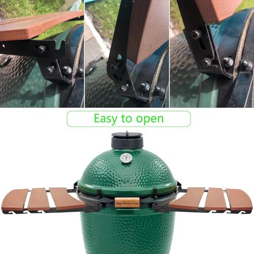 With Folding Side Shelves Table, Replacement Parts for BGE, Big Green Egg Large 18 Smoker Charcoal Grill, Outdoor Storage Side Table