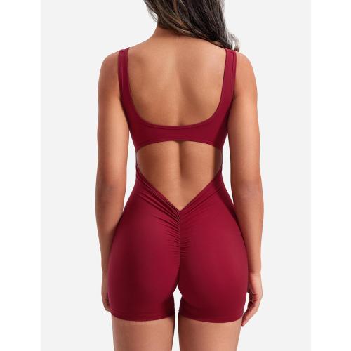 Size M YEOREO One Piece Workout Jumpsuits for Women Backless Tummy Control Sleeveless Jumpsuits Lizvette V Back Scrunch Yoga Romper