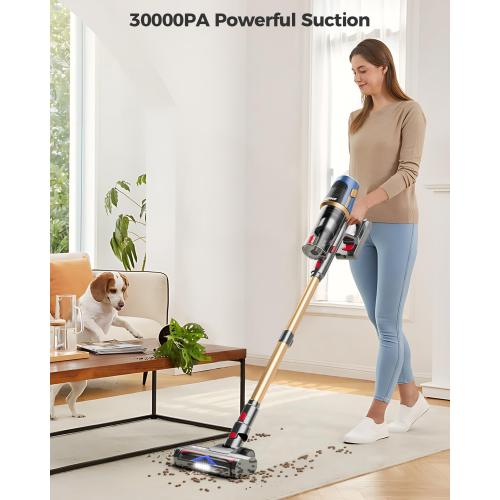 Cordless Vacuum Cleaner, 30Kpa Vacuum Cleaners for Home, Max 50Mins Runtime, Anti-Tangle Stick Vacuum, LED Screen, 1.5L Dust Cup, Rechargeable Lightweight Vacuum for Hardwood Floor, Carpets, Pet Hair