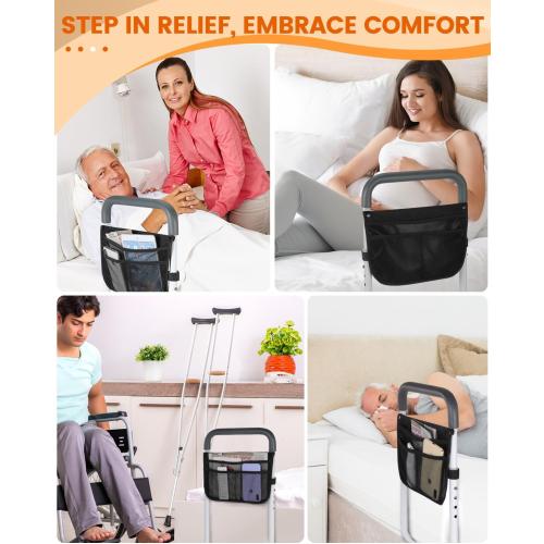 Bed Rails for Elderly Adults Safety - Adjustable Bed Assist Rail for Seniors - Stable Bed Side Rails Handle Support Bar Beds Guard Rail with Storage Bag & Fixing Strap, Fit King Queen Full Twin