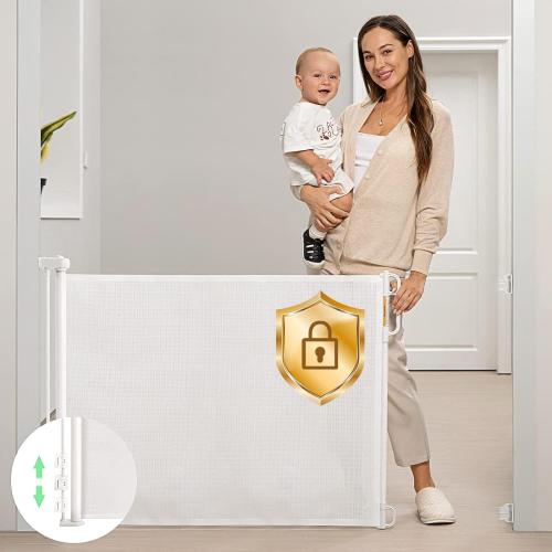 Momcozy Retractable White Mesh Baby Gate or Dog Gate