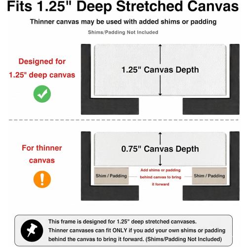 Canvas Floater Frame for Finished Canvas Art, 1.25 Deep Floating Shadow Gap Design, Floating Frame for Canvas Art, Modern Gallery Style Wall Decor, Hardware Included (Light Brown, 24x36)