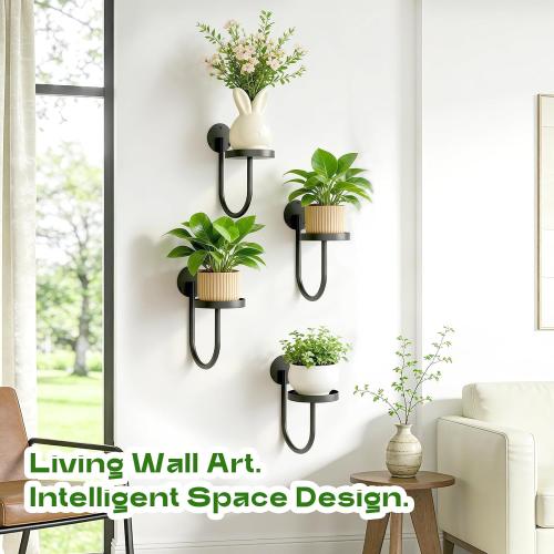 Hanging Planters for Indoor Plants with Garden Shears, 4 Pack Modern Wall Plant Holder & Plant Hanger Indoor, Metal Hanging Planter Set, Window Hanging Plant Holder & Plant Hanger for Home Decor, Black