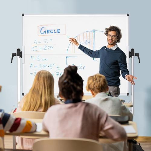 VIZ-PRO Rolling Whiteboard,  Mobile White Board with Stand | Double-Sided Standing Magnetic Dry Erase Board on Wheels for School Office Home