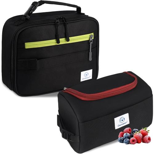Genteen Small Cooler Bag with Ice Pack,Insulated Lunch & Snack Tote