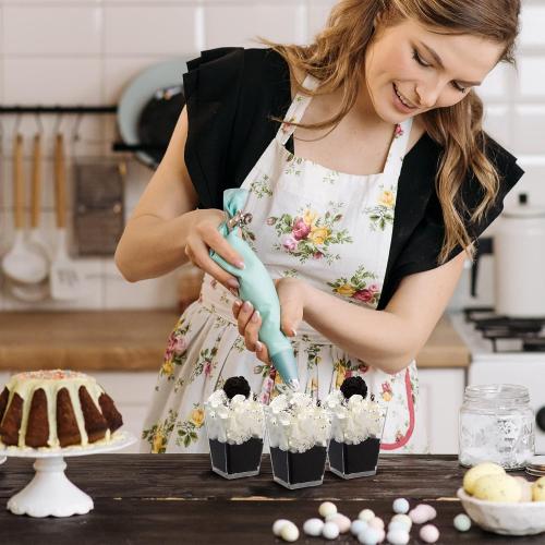 200Pack Clear SHOPDAY 5Oz-Plastic-Dessert-Cups: 200 Pack Square-Clear-Parfait-Cup-with-Spoons, Appetizer-Cup Small-Plastic-Mini-Shooter-Cups for Party Yogurt Mousse