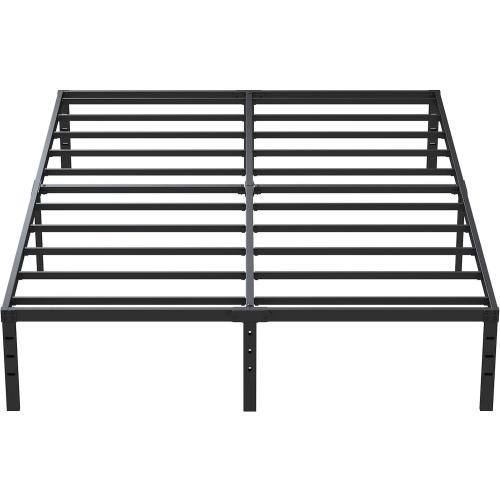 14 Inch Metal Bed Frame Queen Size No Box Spring Needed, Heavy Duty Platform Support Up to 3000 lbs, Easy Assembly, Noise Free, Black