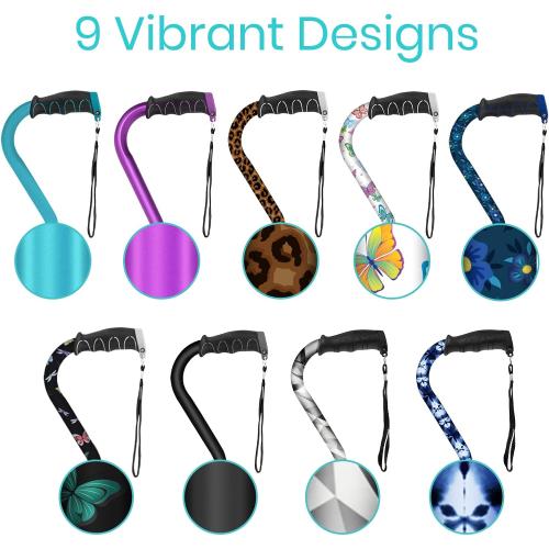 Vive Walking Cane for Women, Men, Elderly - Patented Offset Grip - Lightweight Adjustable Walking Aid with a Non-Slip Tip - Sturdy Balancing Mobility Aid for Seniors