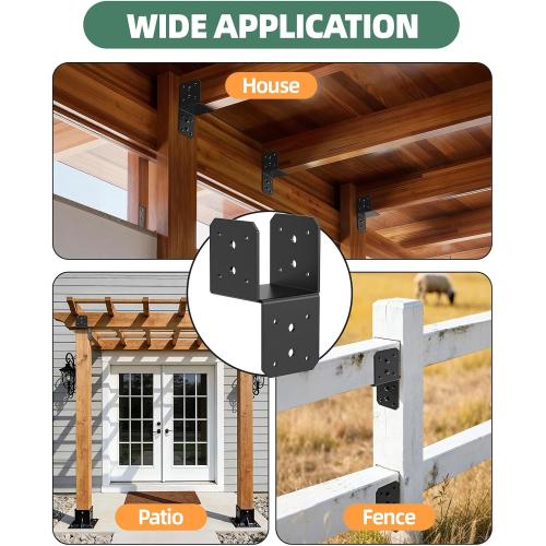 Heavy Duty Angle Brackets for 4x4 4x6 Post, 4MM Thick Black Steel 90 Degree L Brackets, Large Corner Brackets for Wood, Outdoor Crafts Woodworking Projects, Shelf L Brackets