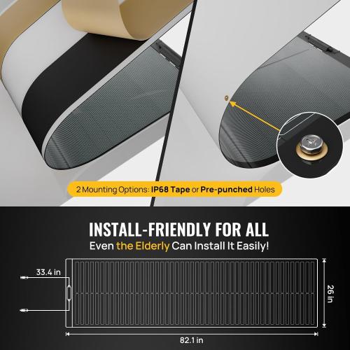 BougeRV Yuma 200W CIGS Thin-Film Flexible Solar Panel with Pre-Punched Hole | The Most Flexible Anti-Shading Solar Panel for Easy Installation