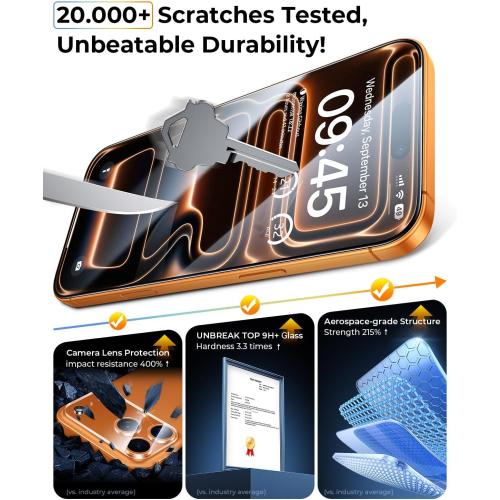 MRGLAS TOP 9H  Glass 2 2 Packs for iPhone 17 Pro Max Privacy Screen Protector with Camera Lens Protector [Zero Bubble][10X Military Protection] 17 ProMax Tempered Glass Full Edge Coverage,Case-Friend