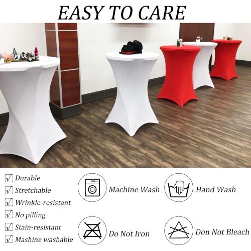 4 Pack Spandex Stretch Tablecloth - 32x43 Inch Square Corners, Fitted High Top Table Cloth for Cocktail, Bar, Weddings, Birthday, Banquet, Outdoor Party (Red)