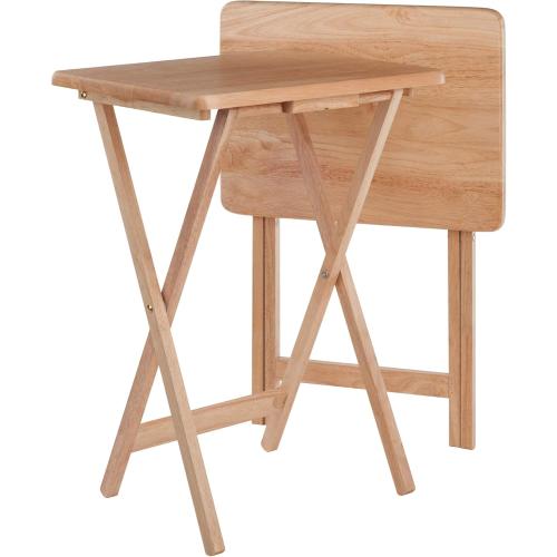 Winsome Alex Set of 2 Foldable Snack Tables, for Living Room, 26, Natural