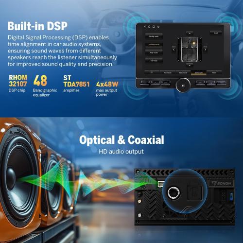 Eonon 8-Core 8GB 128GB Double Din Car Stereo, 10.1 Inch Wireless CarPlay/Android Auto Headunit with WiFi-6, Bluetooth 5.4, Built-in DSP, 4G LTE - UX6K-PRO-MAX