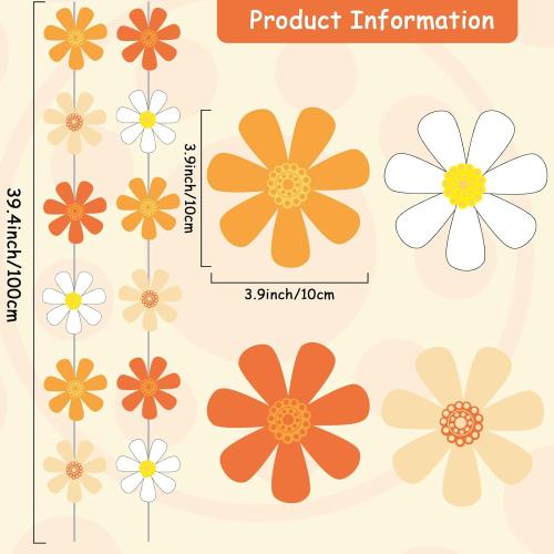 Summer Daisy Groovy Boho Party Banners Daisy Garland Kit Daisy Hanging Swirl Party Supplies Decorations Daisy Paper Cutouts for One Two Birthday Baby Shower Classroom Favor Supplies Decor