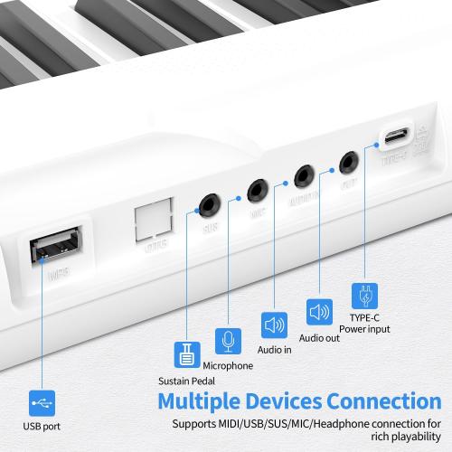 88 Key Digital Piano, Semi Weighted Electronic Keyboard Piano with Music Stand, Power Supply, Sustain Pedal, Bluetooth, Carrying Case, Headphones, USB-MIDI Compatibility, for Beginner Professional