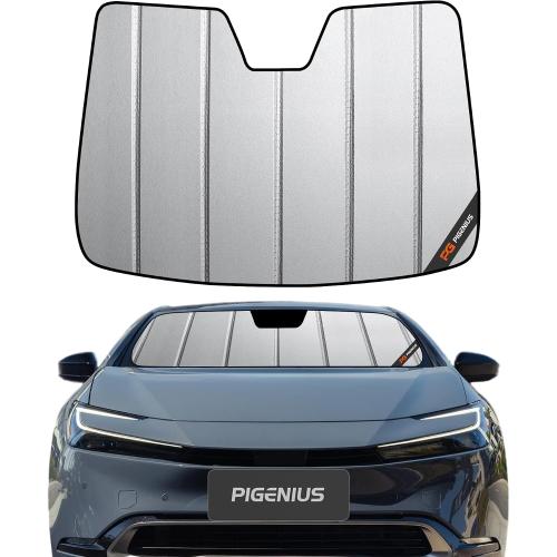 Pigenius Windshield Sun Shade for Toyota Prius & Prius Prime (Gen 5) 2023-2026, Fits LE XLE Limited, Premium Grey Leather Finish